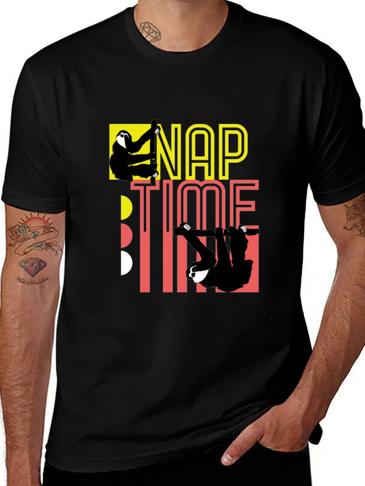 Camiseta Negra Nap Time con Diseño de Perezosos