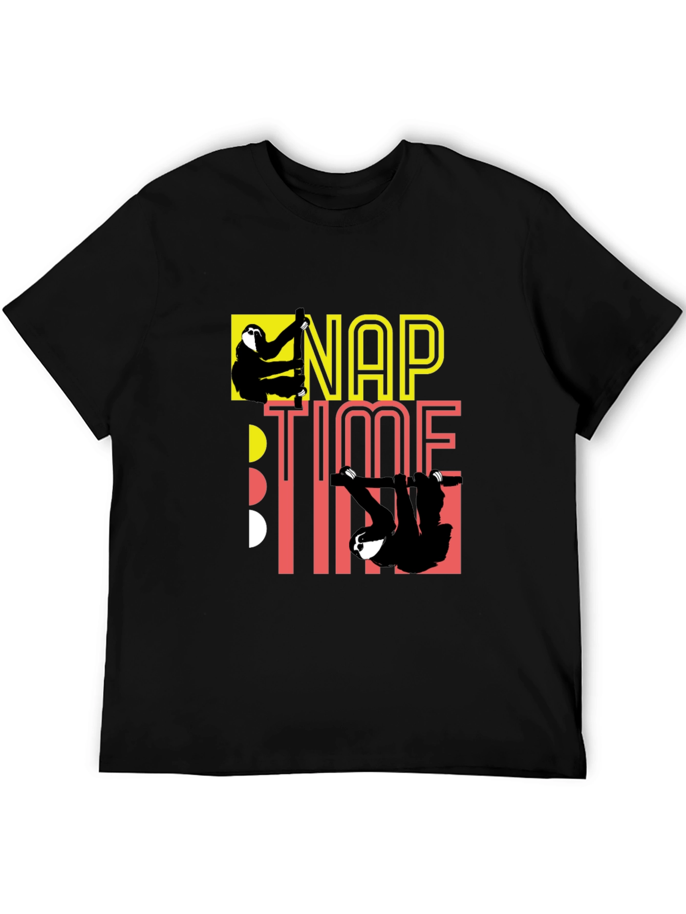 Camiseta Negra Nap Time con Diseño de Perezosos
