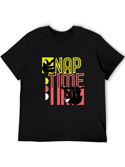 Camiseta Negra Nap Time con Diseño de Perezosos