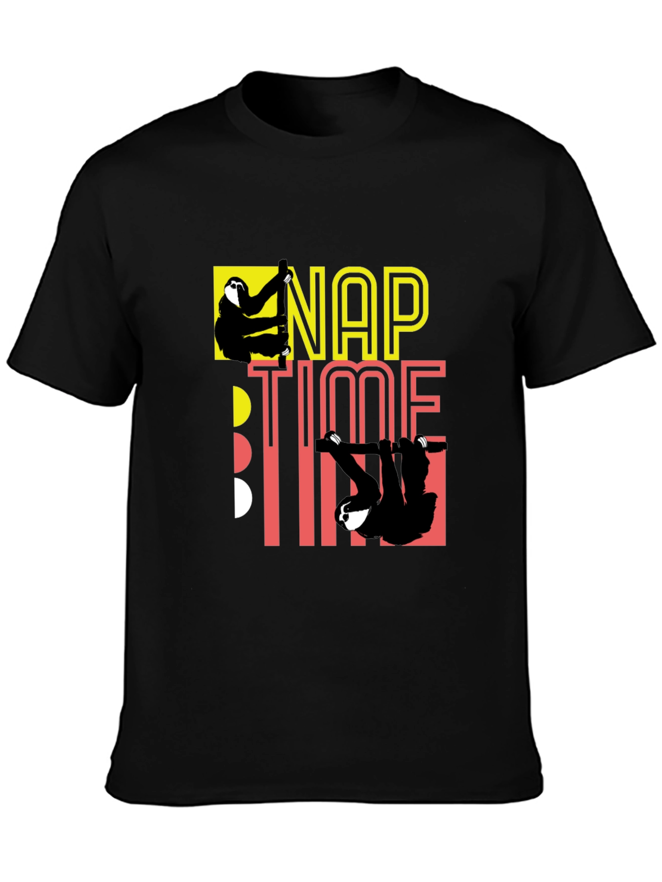 Camiseta Negra Nap Time con Diseño de Perezosos
