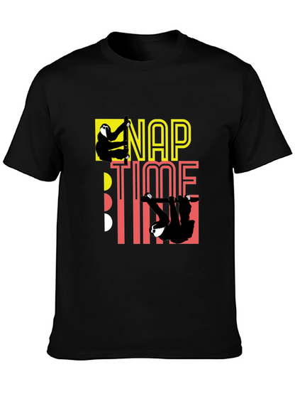 Camiseta Negra Nap Time con Diseño de Perezosos