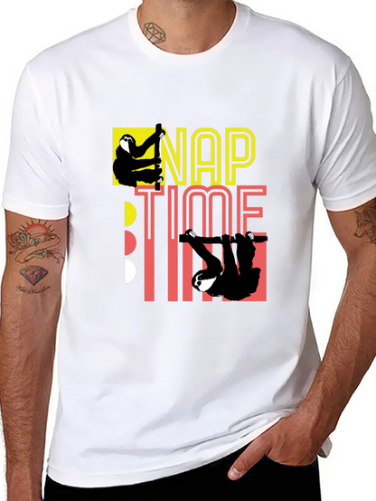 Camiseta Negra Nap Time con Diseño de Perezosos