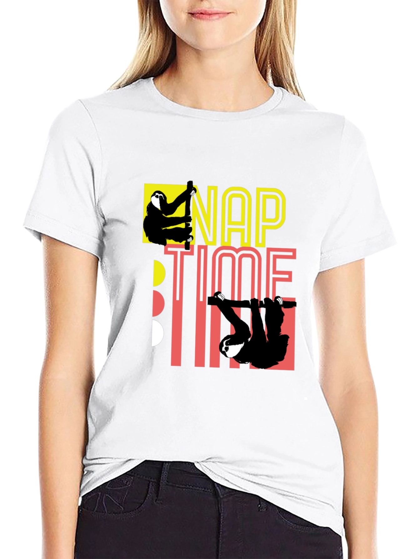 Camiseta Negra Nap Time con Diseño de Perezosos