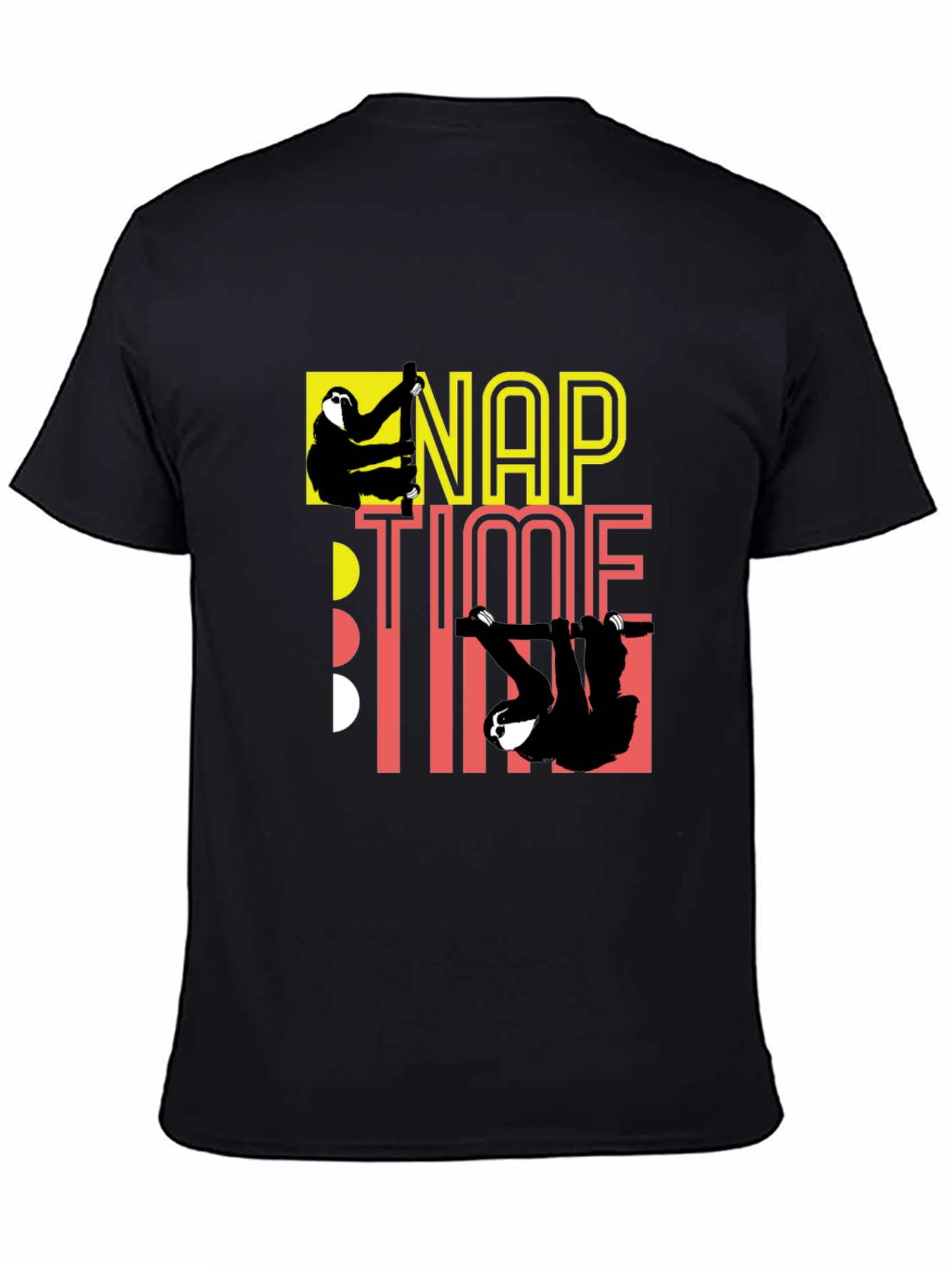 Camiseta Negra Nap Time con Diseño de Perezosos
