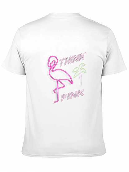 Camiseta Negra con Diseño Neón de Flamenco Think Pink