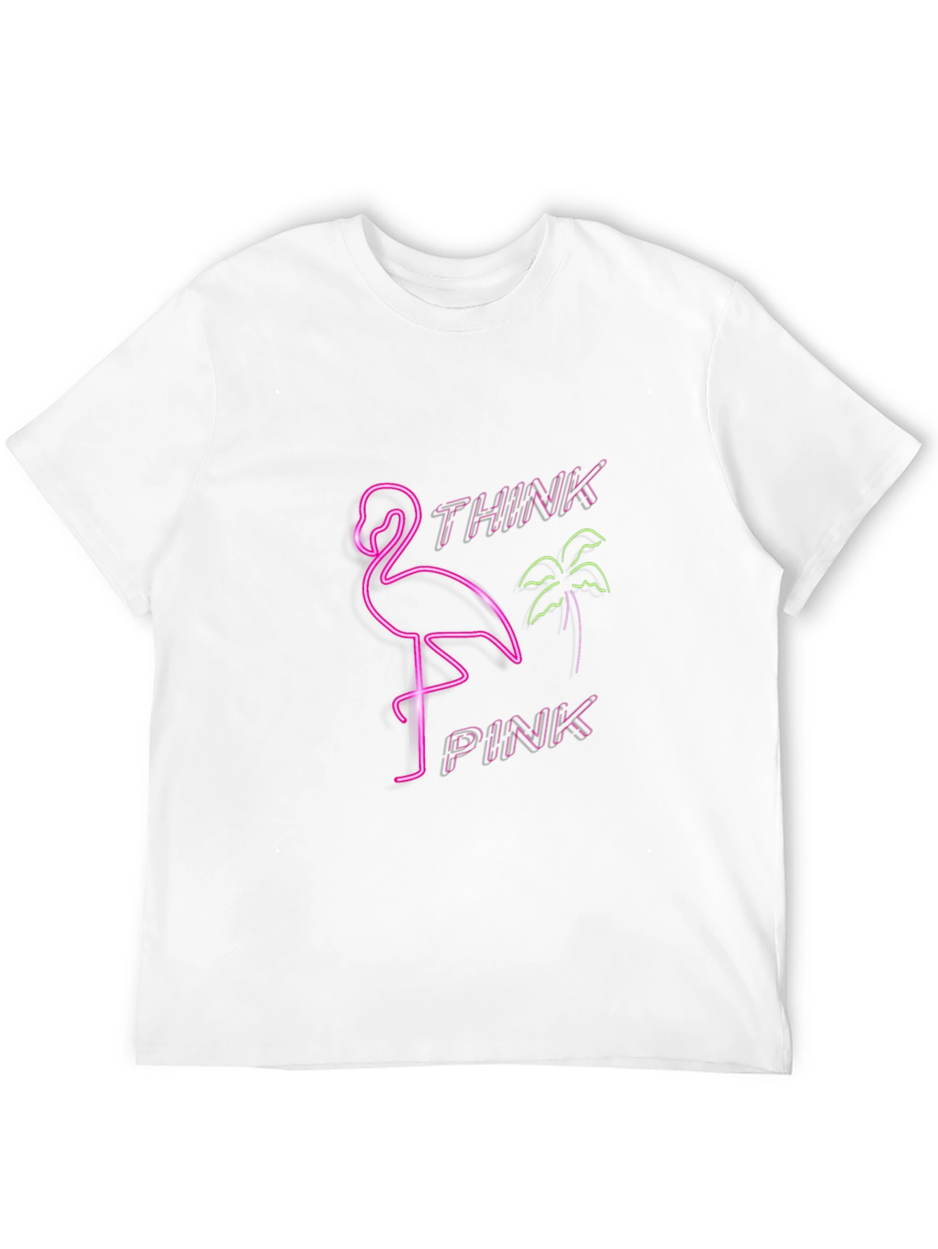 Camiseta Negra con Diseño Neón de Flamenco Think Pink