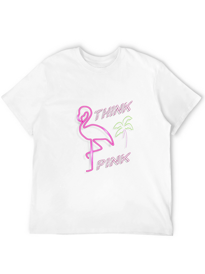 Camiseta Negra con Diseño Neón de Flamenco Think Pink