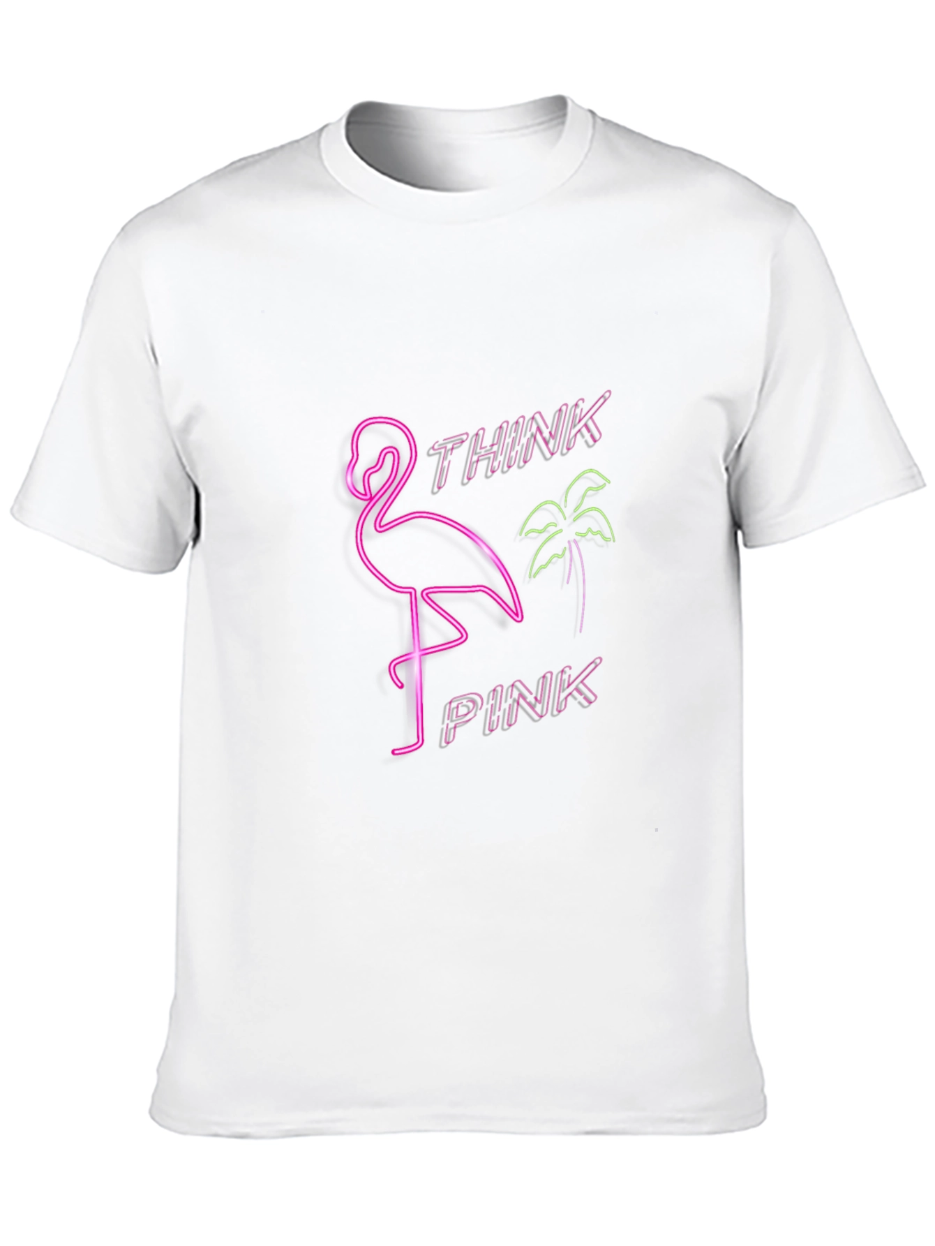 Camiseta Negra con Diseño Neón de Flamenco Think Pink