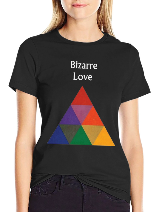 Camiseta Negra Amor Bizarro Diseño Triangular Multicolor