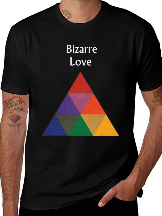 Camiseta Negra Amor Bizarro Diseño Triangular Multicolor