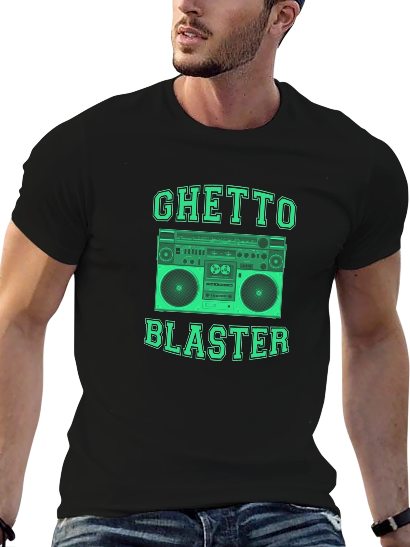 Camiseta Negra Ghetto Blaster Retro