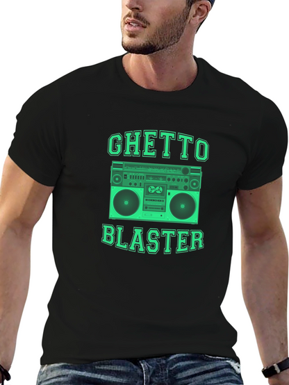 Camiseta Negra Ghetto Blaster Retro