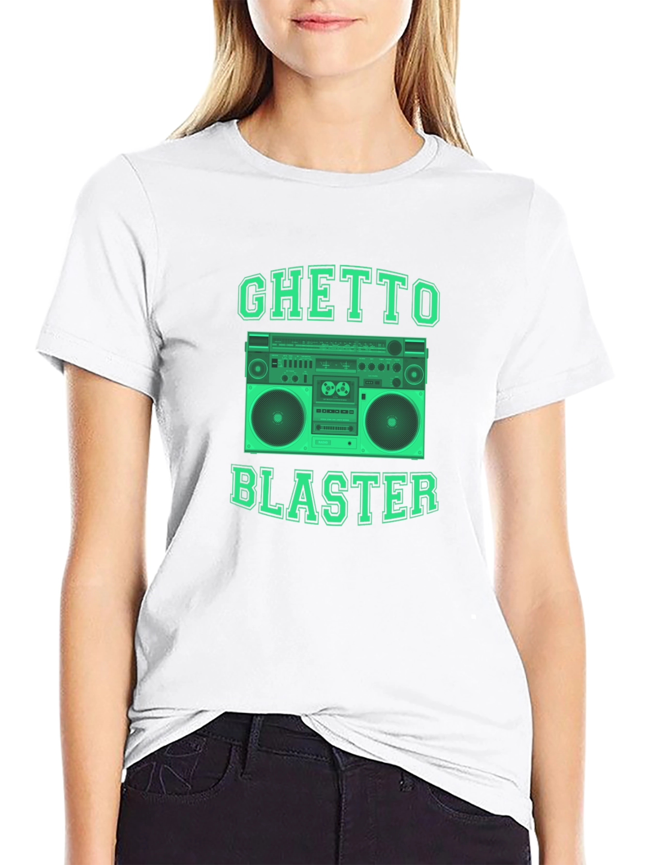 Camiseta Negra Ghetto Blaster Retro