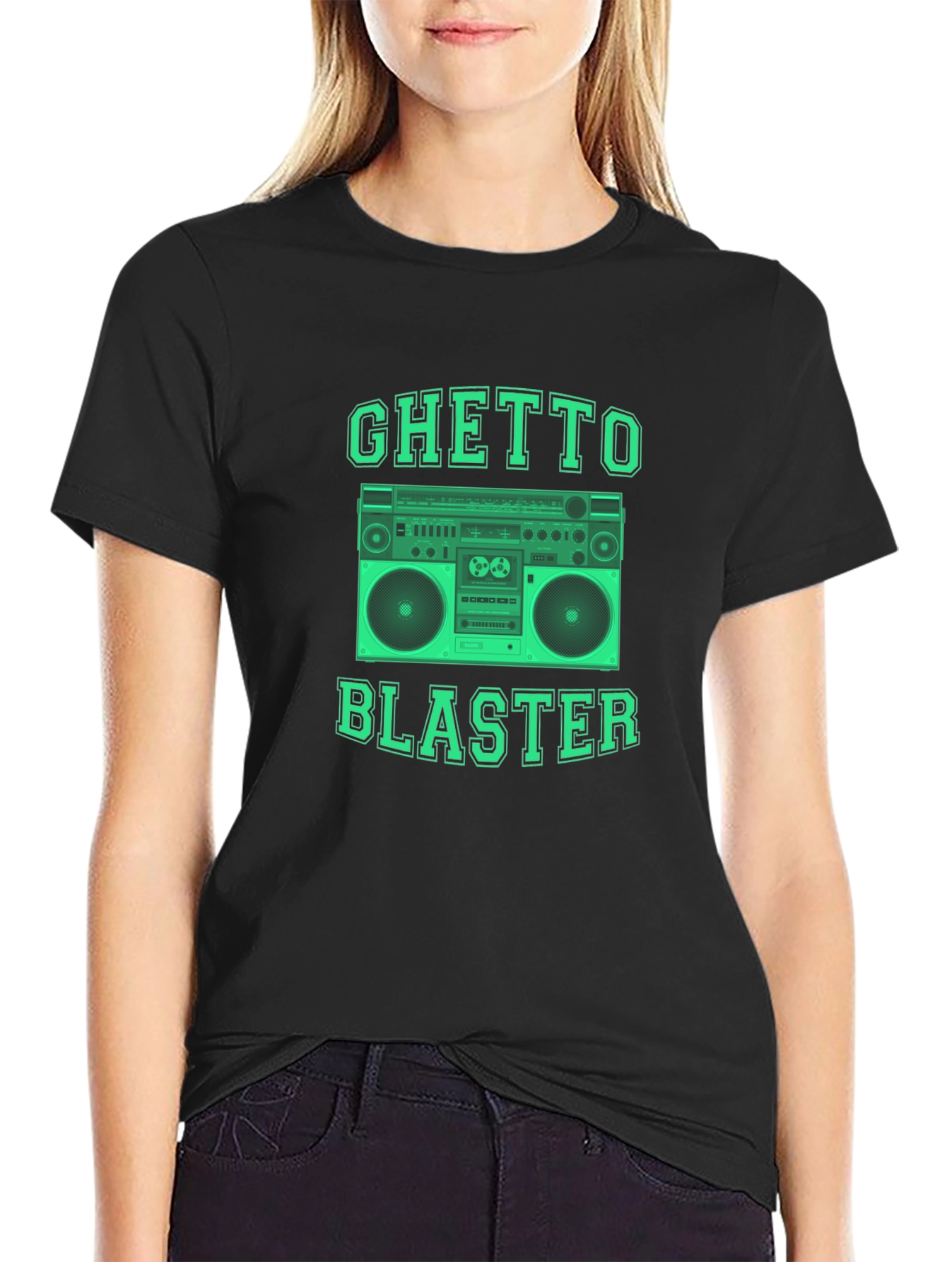 Camiseta Negra Ghetto Blaster Retro