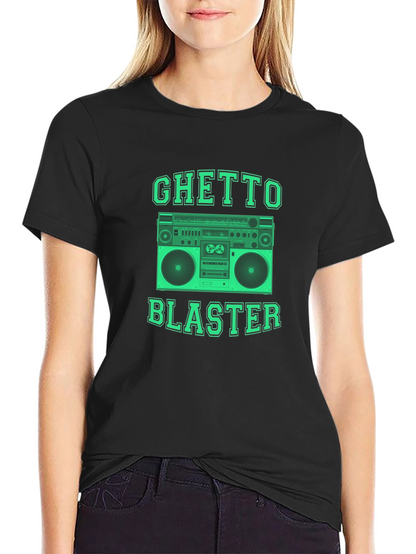 Camiseta Negra Ghetto Blaster Retro