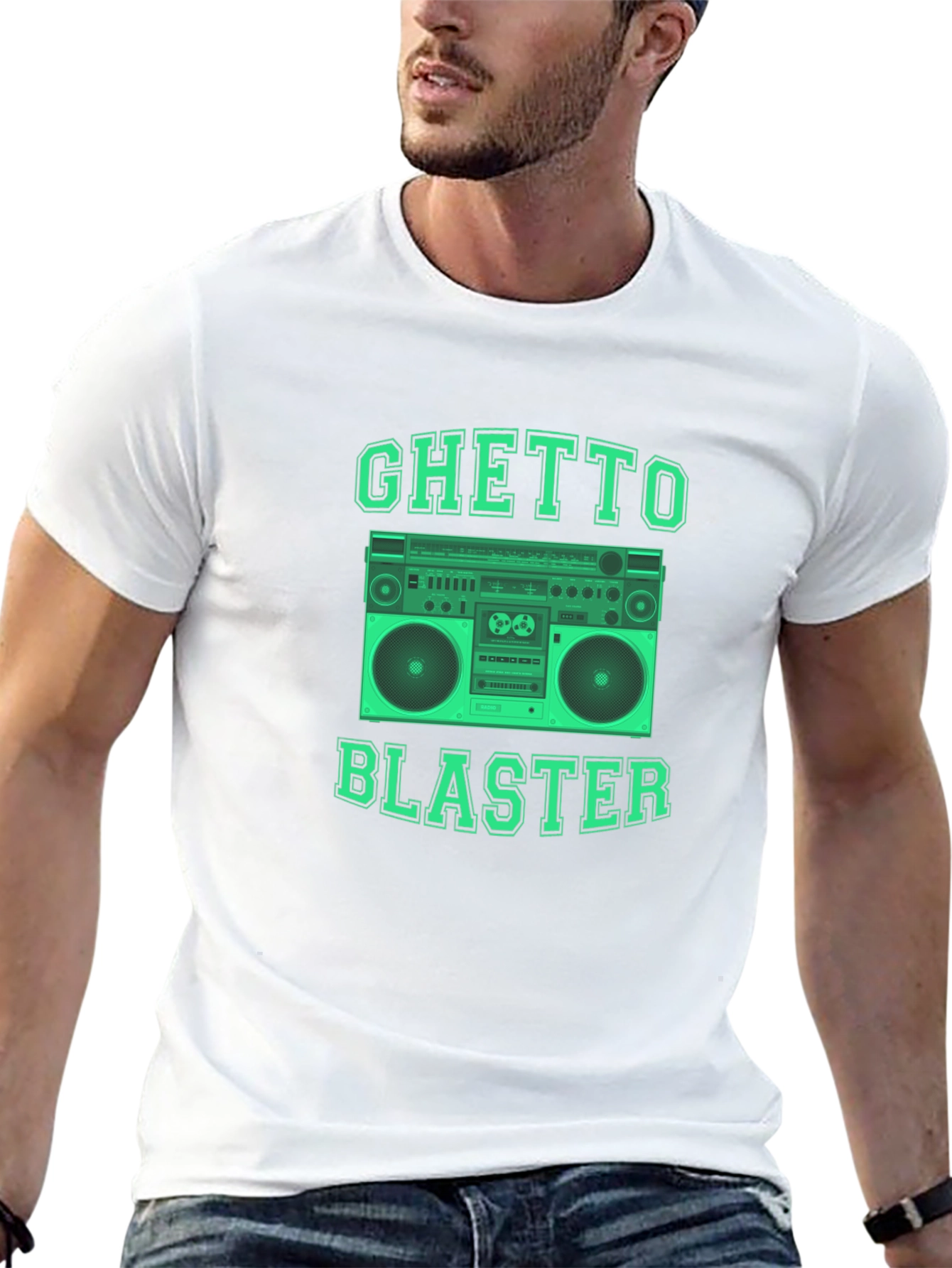 Camiseta Negra Ghetto Blaster Retro