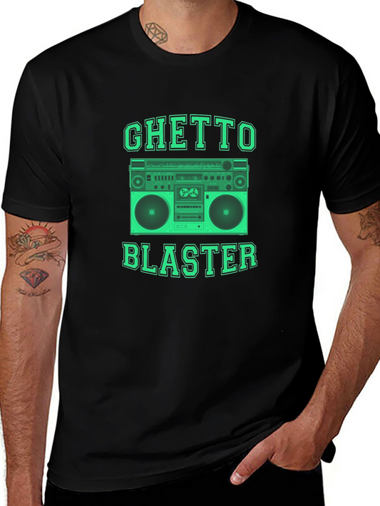 Camiseta Negra Ghetto Blaster Retro