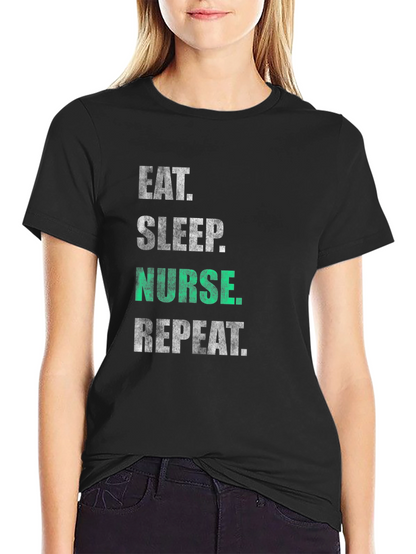 Camiseta Negra Eat Sleep Nurse Repeat