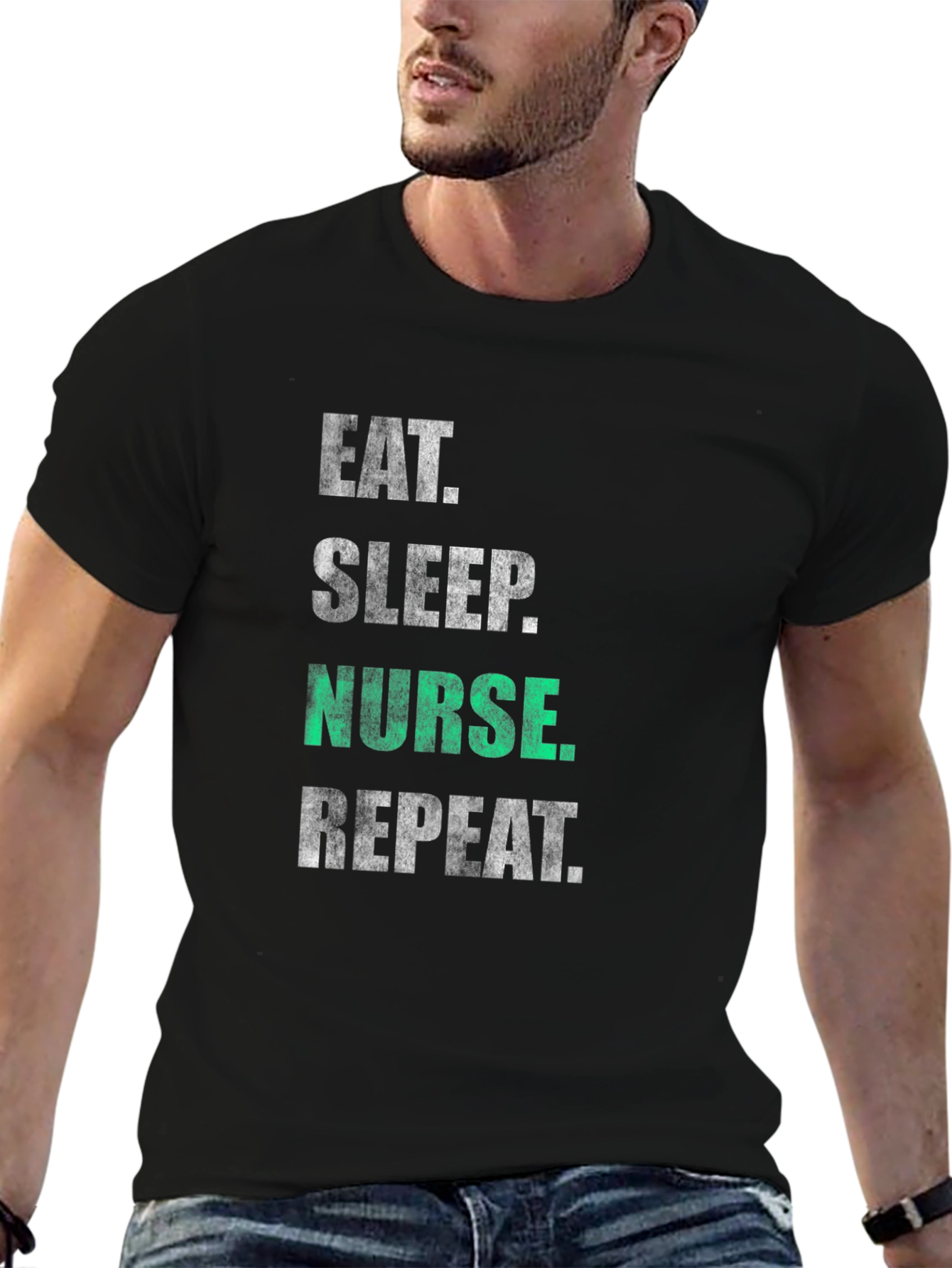 Camiseta Negra Eat Sleep Nurse Repeat