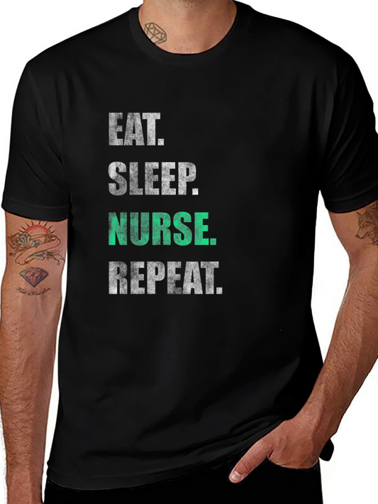 Camiseta Negra Eat Sleep Nurse Repeat