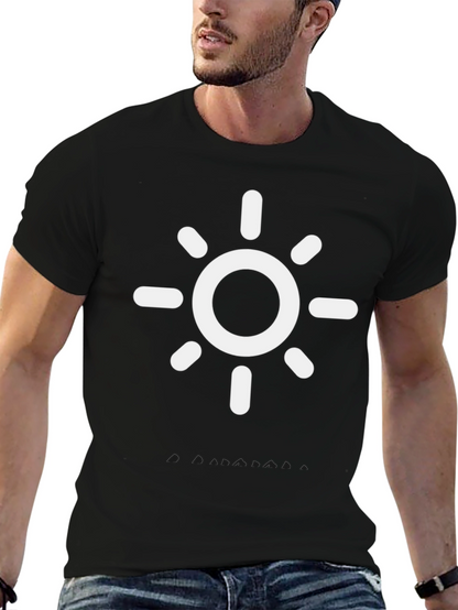 Camiseta Negra con Diseño de Sol Blanco