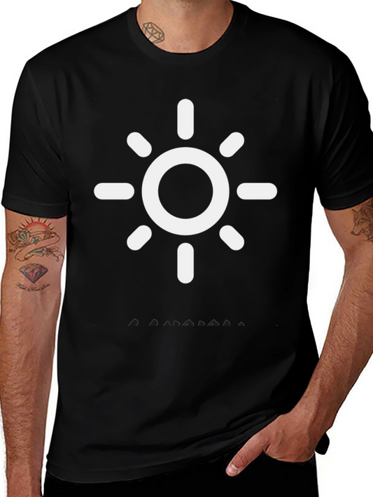Camiseta Negra con Diseño de Sol Blanco