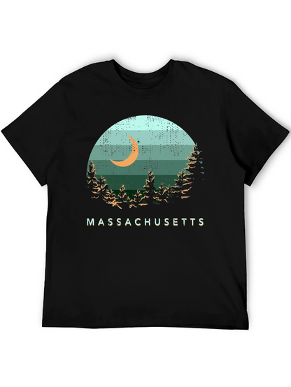 Camiseta Hombre Diseño Massachusetts Luna Bosque