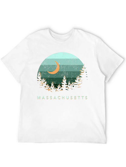 Camiseta Hombre Diseño Massachusetts Luna Bosque