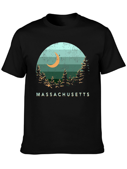Camiseta Hombre Diseño Massachusetts Luna Bosque