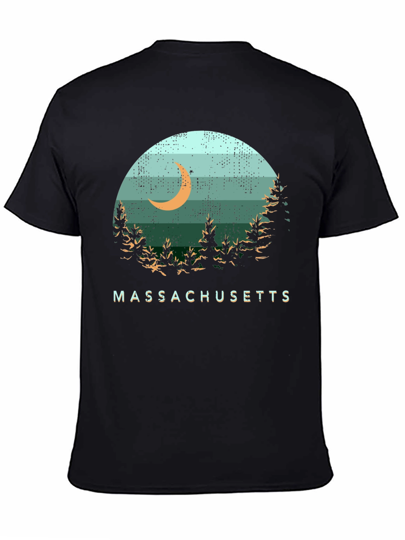 Camiseta Hombre Diseño Massachusetts Luna Bosque
