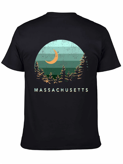 Camiseta Hombre Diseño Massachusetts Luna Bosque