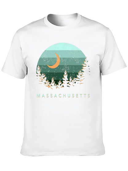 Camiseta Hombre Diseño Massachusetts Luna Bosque