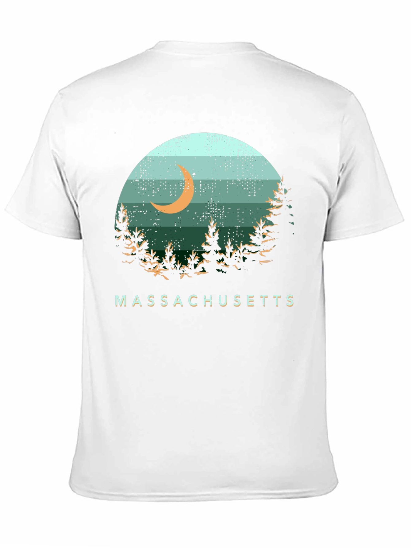 Camiseta Hombre Diseño Massachusetts Luna Bosque