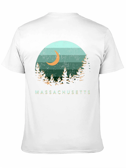 Camiseta Hombre Diseño Massachusetts Luna Bosque