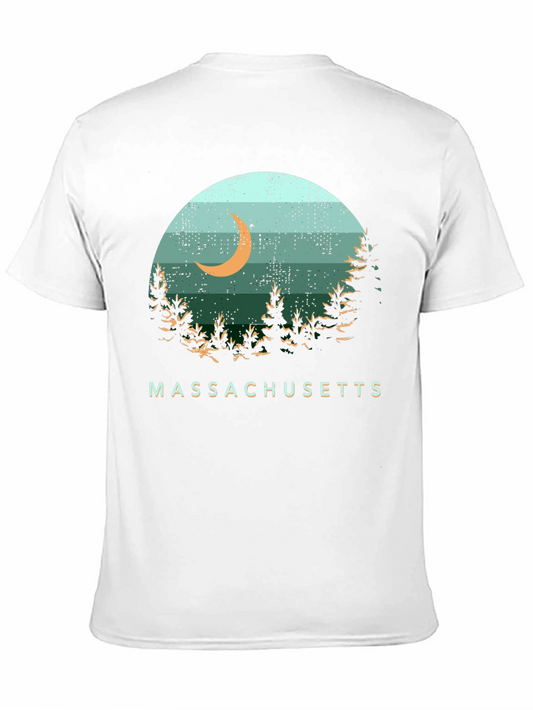 Camiseta Hombre Diseño Massachusetts Luna Bosque