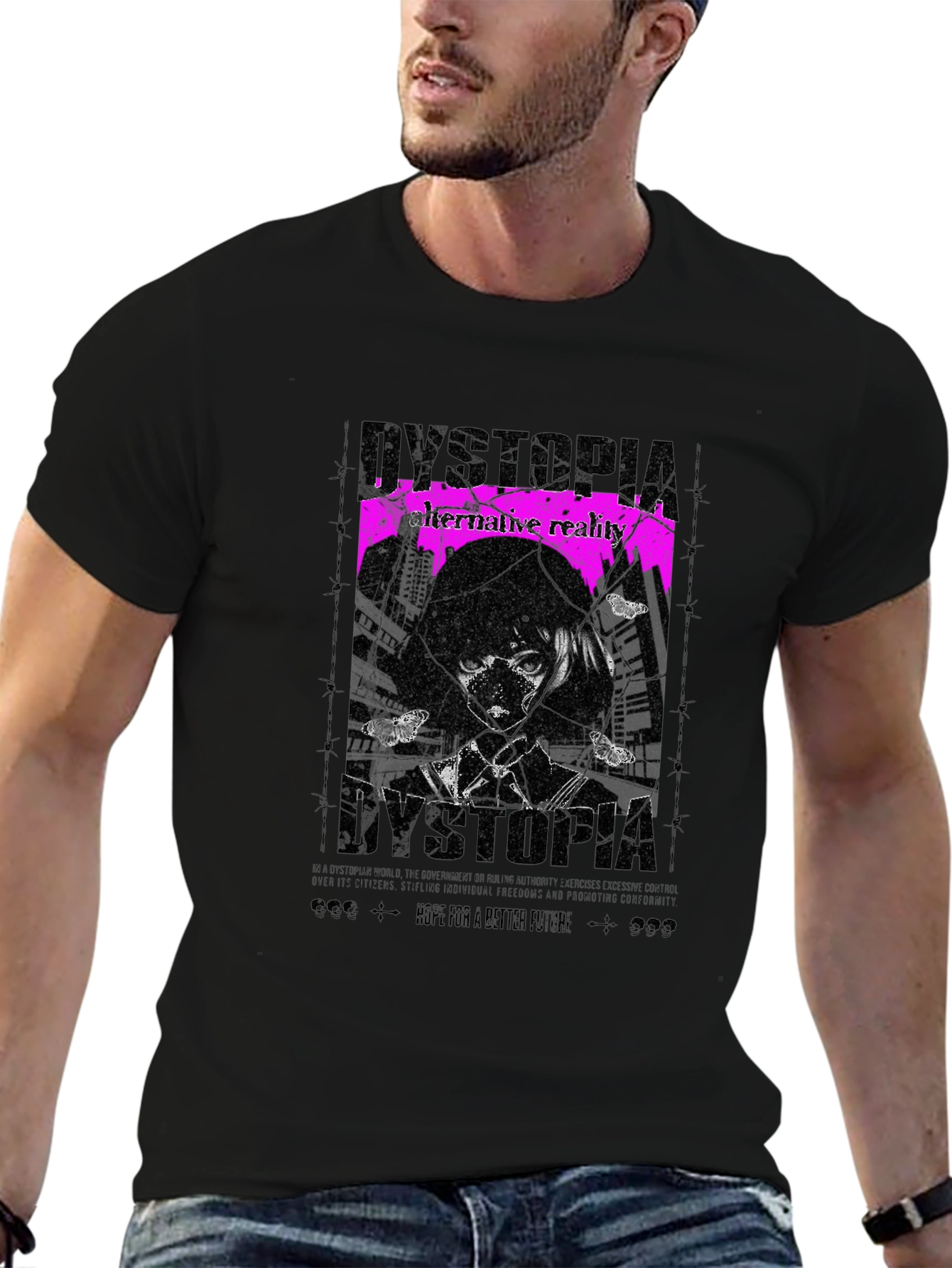 Camiseta Negra Dystopia Anime