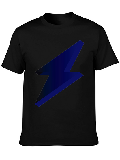Camiseta Negra con Rayo Azul Eléctrico para Hombre