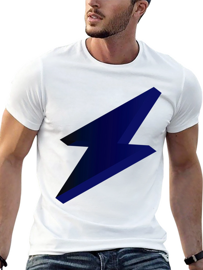 Camiseta Negra con Rayo Azul Eléctrico para Hombre