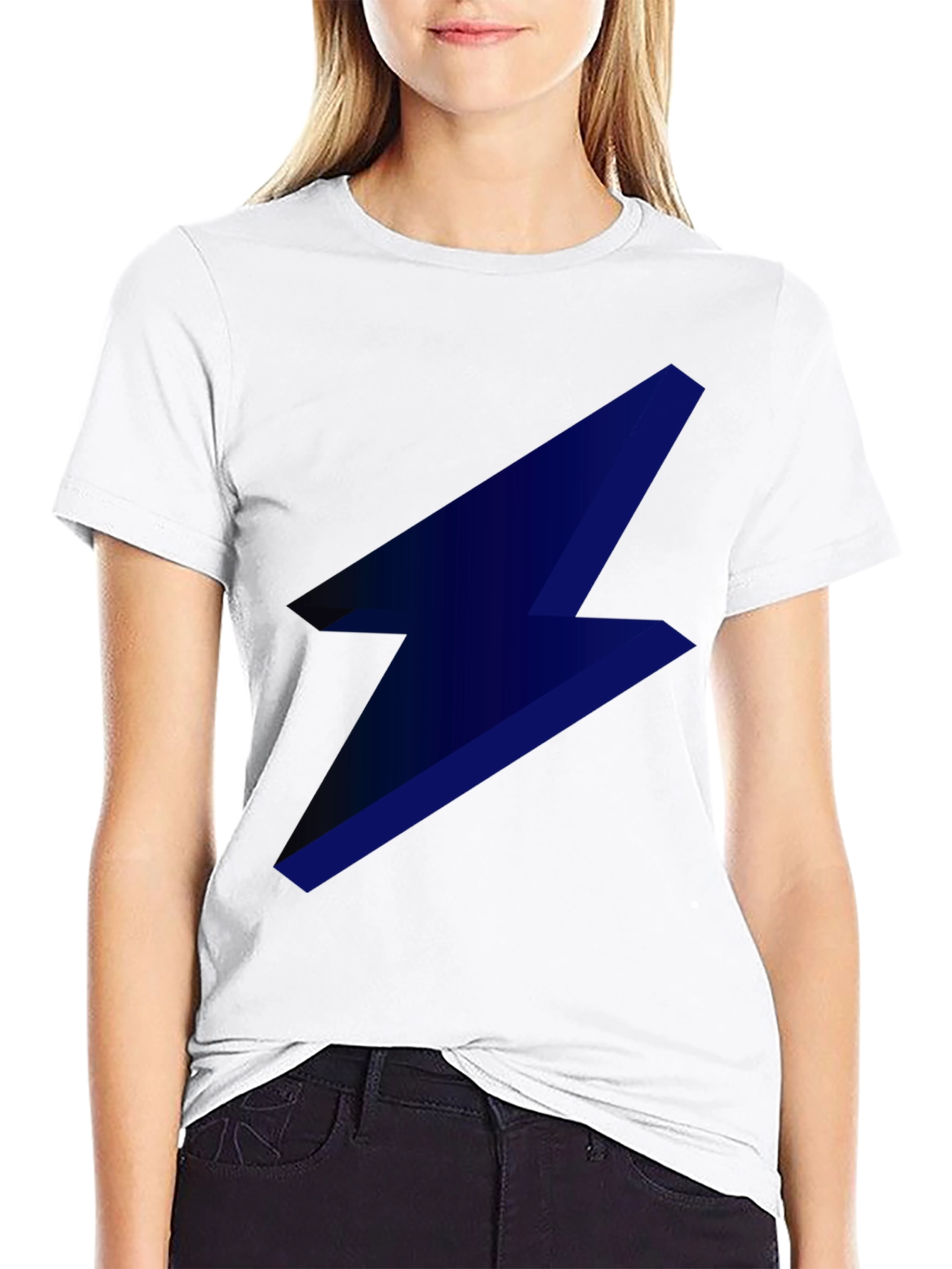 Camiseta Negra con Rayo Azul Eléctrico para Hombre