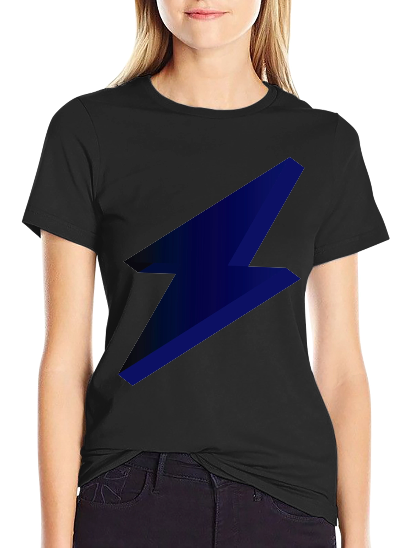Camiseta Negra con Rayo Azul Eléctrico para Hombre