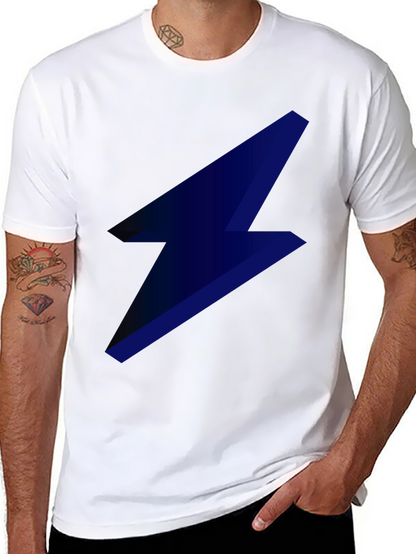 Camiseta Negra con Rayo Azul Eléctrico para Hombre