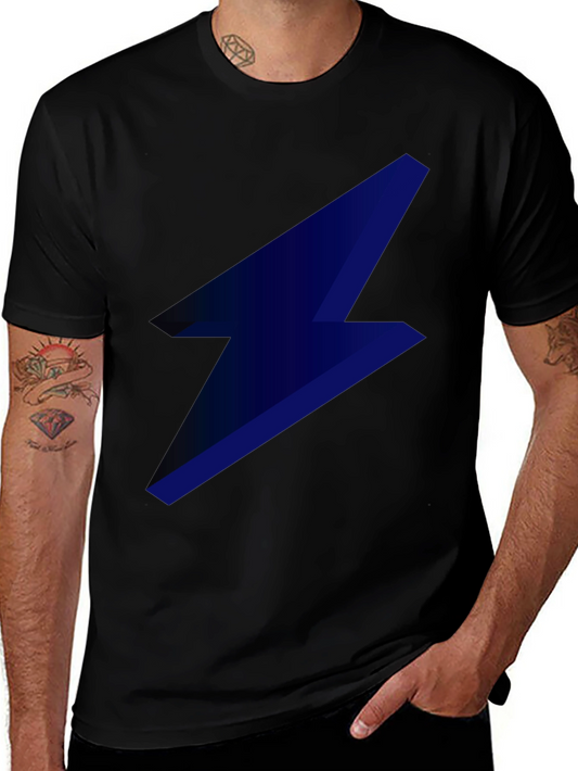 Camiseta Negra con Rayo Azul Eléctrico para Hombre