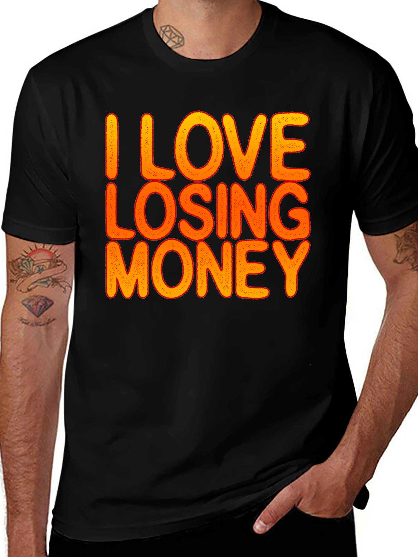 Camiseta Negra Divertida: I Love Losing Money
