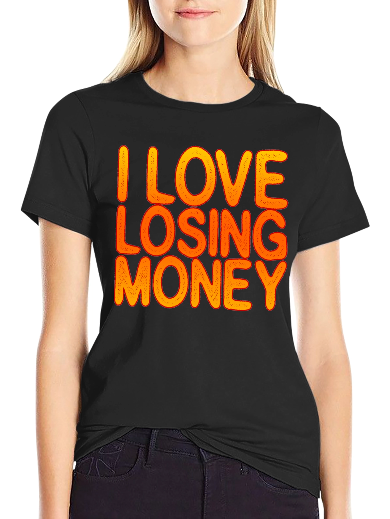Camiseta Negra Divertida: I Love Losing Money
