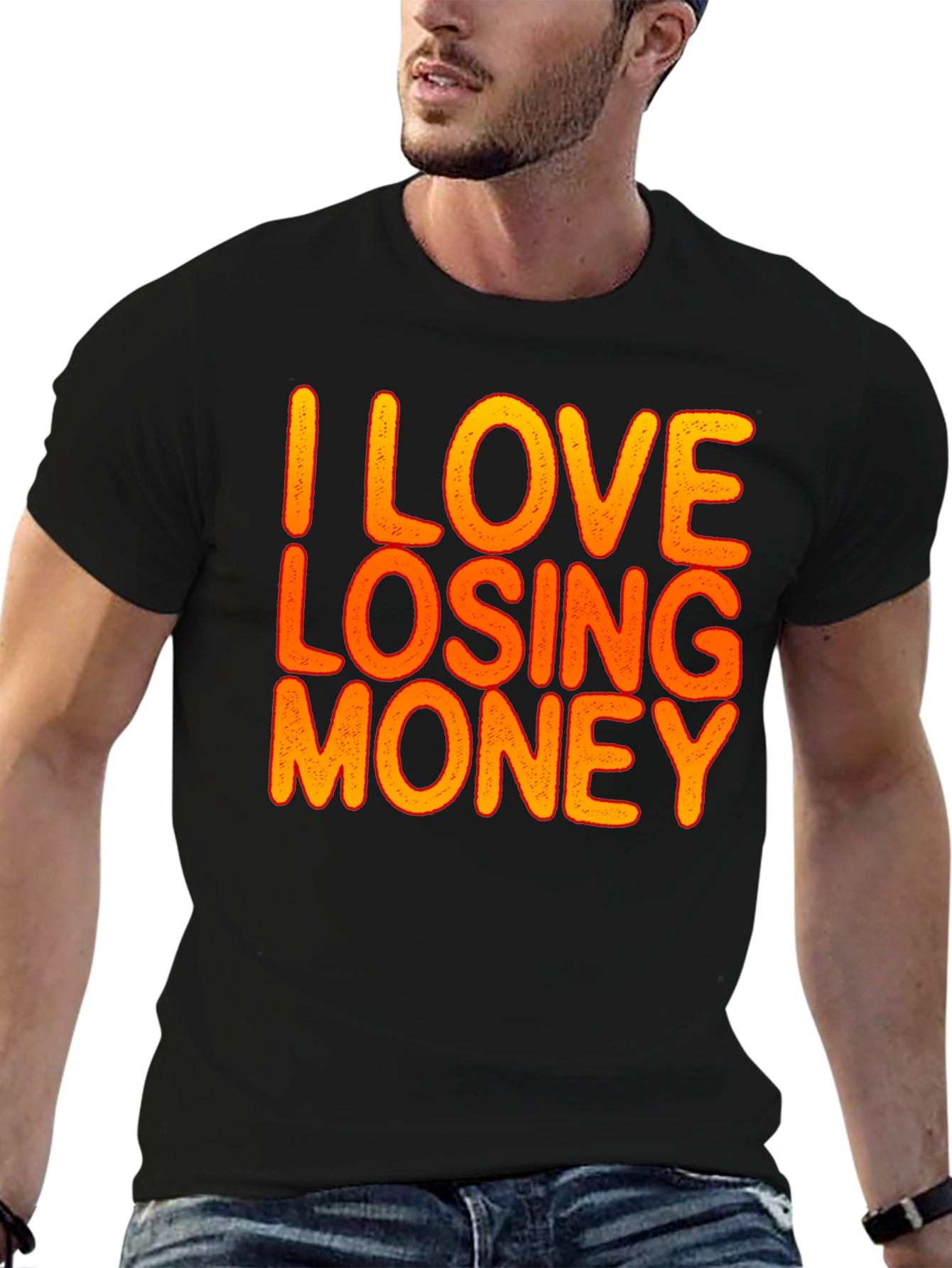 Camiseta Negra Divertida: I Love Losing Money