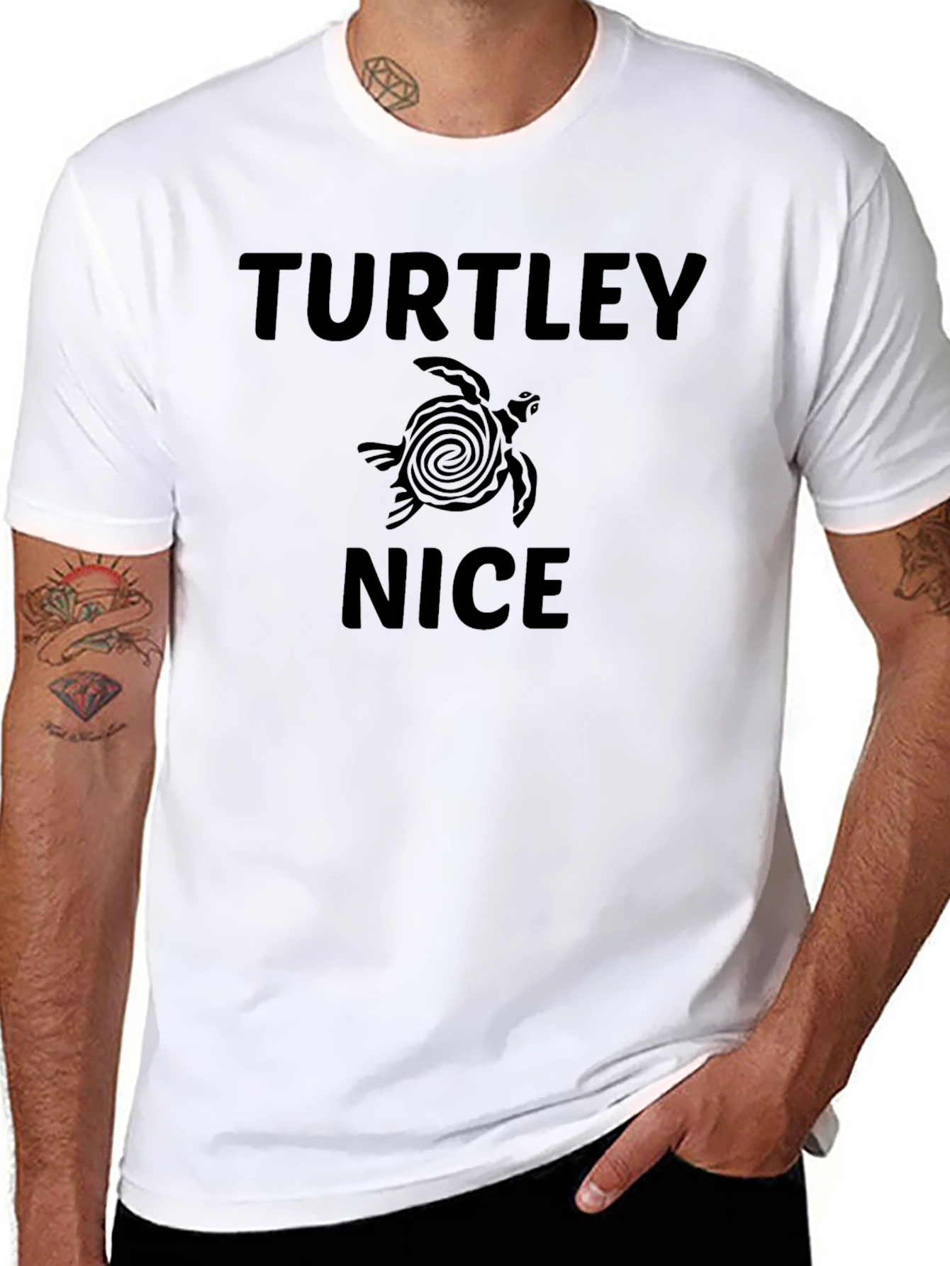 Camiseta Negra Hombre - Diseño Divertido Tortuga