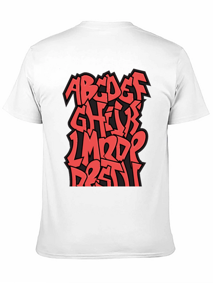 Camiseta Negra con Diseño Alfabeto Graffiti Rojo