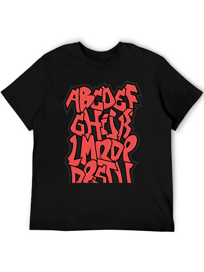 Camiseta Negra con Diseño Alfabeto Graffiti Rojo