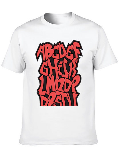 Camiseta Negra con Diseño Alfabeto Graffiti Rojo