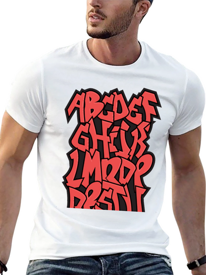 Camiseta Negra con Diseño Alfabeto Graffiti Rojo